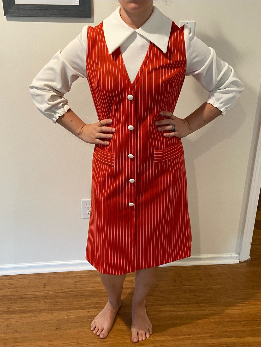 Vintage Jeanne Durrell Go Go 70's Faux Button Front Collared Dress
